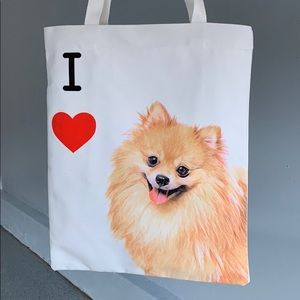 Brown Pomeranian Art Canvas Bag